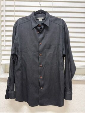 Claiborne Men's Black Long-Sleeve Casual Button-Down Shirt
